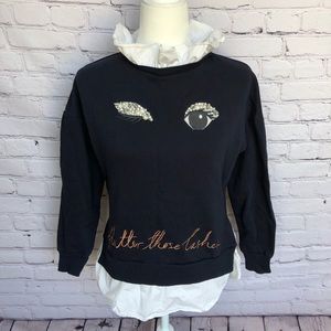 Ted Baker London Black Sweater with Embellished Eyes
